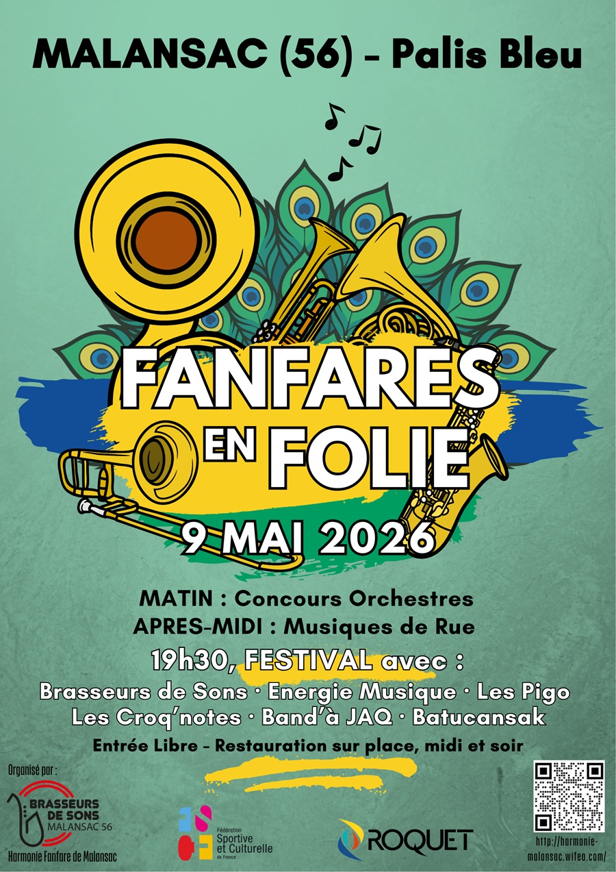 Affiche Festival Fanfares en Folie Brasseurs de Sons Malansac