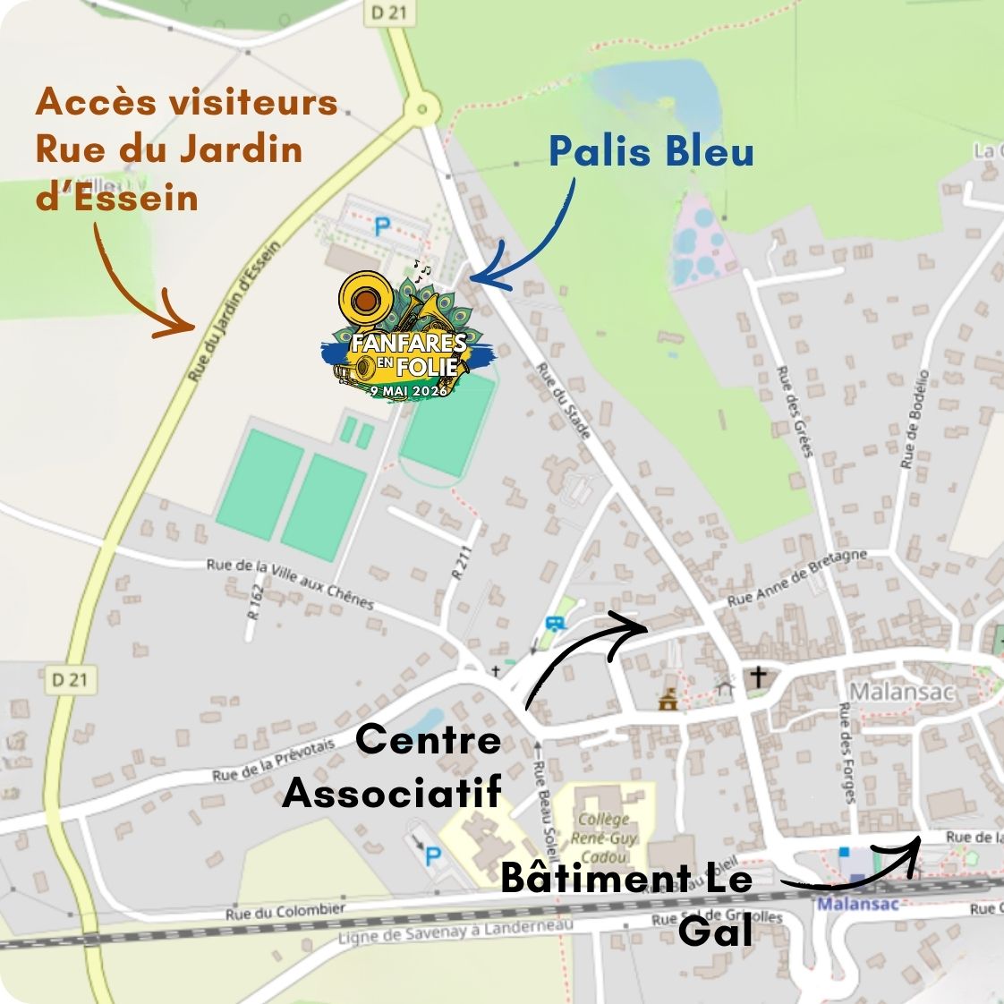 Plan accès Festival Fanfares en Folie