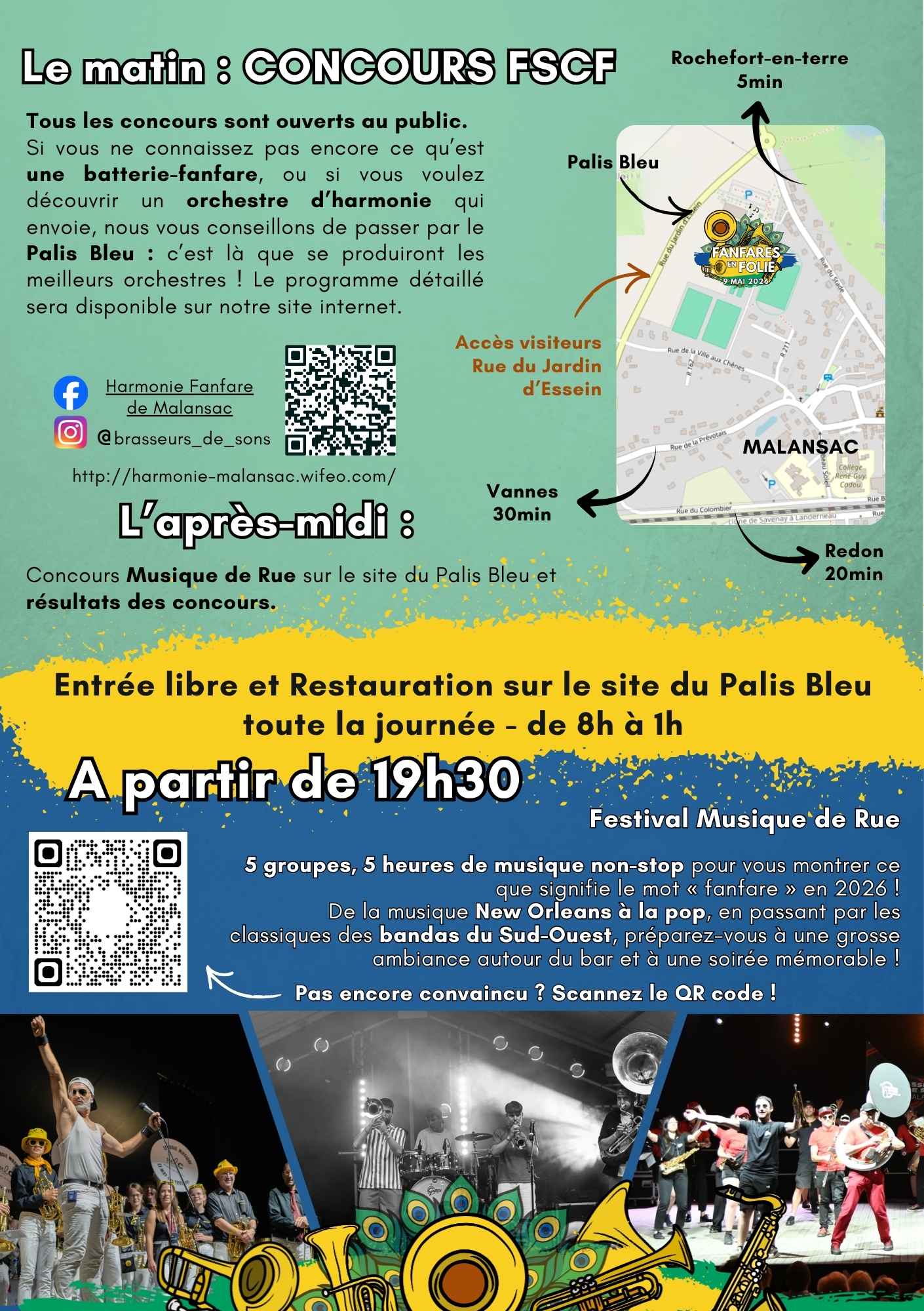 Flyers festival fanfares en folie Malansac Bretagne 